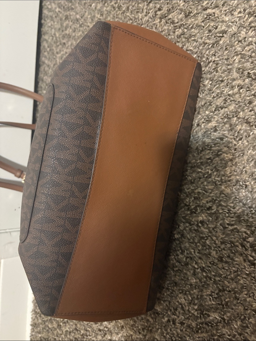 Michael Kors Brown Logo Tote with Tan Trim and Matching Wristlet - Picture 5 of 11